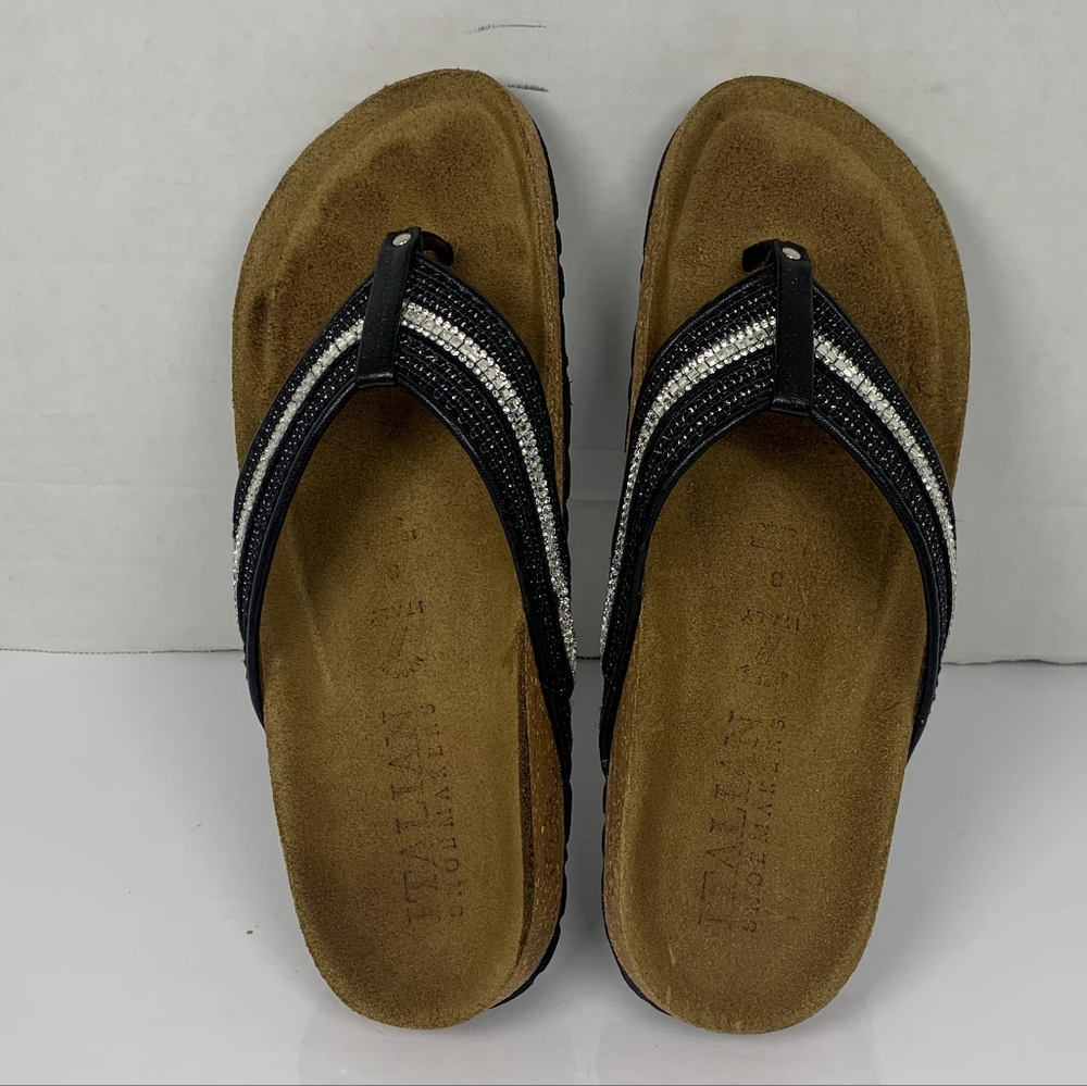 Italian Shoe Makers Black And Silver Women's Sandals Size 8